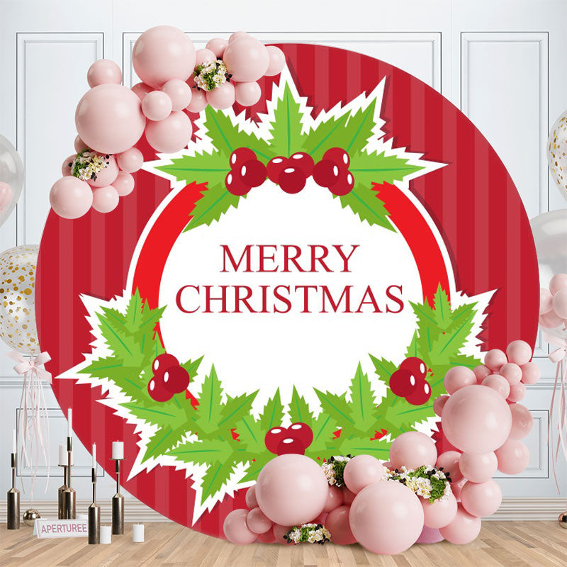 Aperturee - Red And Green Round White Christams Backdrop