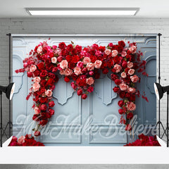 Aperturee - Red And Pink Rose Blue Light Luxury Wall Backdrop