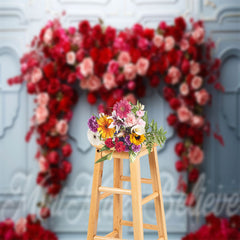 Aperturee - Red And Pink Rose Blue Light Luxury Wall Backdrop