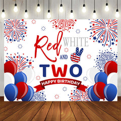 Aperturee - Red And White Balloons Spark 2nd Birthday Backdrop