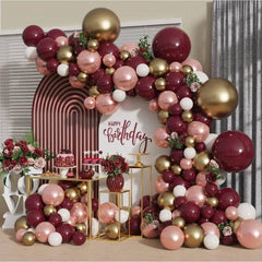 Aperturee - Red and White Birthday Party Event Arch Backdrop Kit