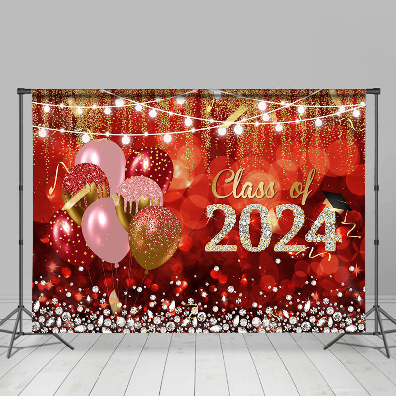 Aperturee - Red Balloons Diamond Class Of 2024 Grad Backdrop