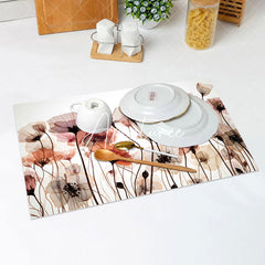 Aperturee - Red Beige Floral Water Color Set Of 4 Placemats