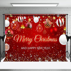 Aperturee - Red Bells Merry Christmas Happy New Year Backdrop