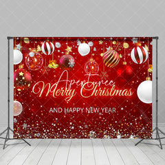 Aperturee - Red Bells Merry Christmas Happy New Year Backdrop