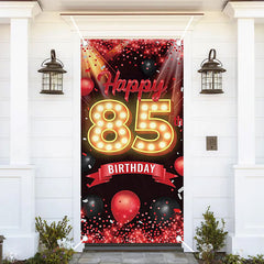 Aperturee - Red Black Balloons Confetti 85Th Birthday Door Cover