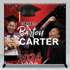 Aperturee - Red Black Class 2024 Custom Congrats Grad Backdrop