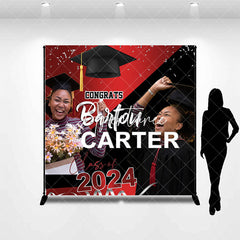 Aperturee - Red Black Class 2024 Custom Congrats Grad Backdrop