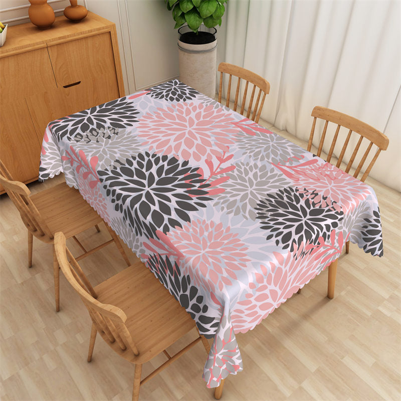 Aperturee - Red Black Dense Repeat Petal Rectangle Tablecloth