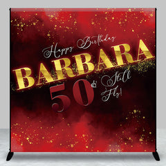 Aperturee - Red Black Gold Abstract 50th Birthday Party Backdrop