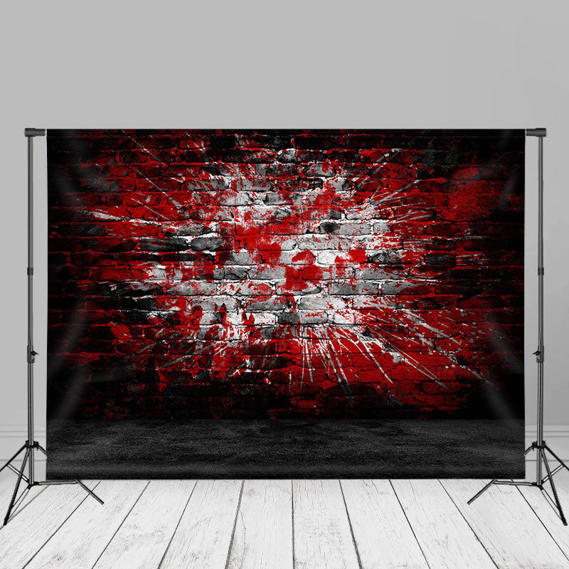 Aperturee - Red Black Graffiti Brick Wall Photography Backdrop