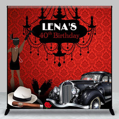 Aperturee - Red Black Luxury Car Custom Name Birthday Backdrop