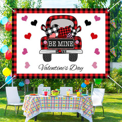 Aperturee - Red Black Plaid Heart Car Valentines Day Backdrop