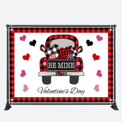 Aperturee - Red Black Plaid Heart Car Valentines Day Backdrop