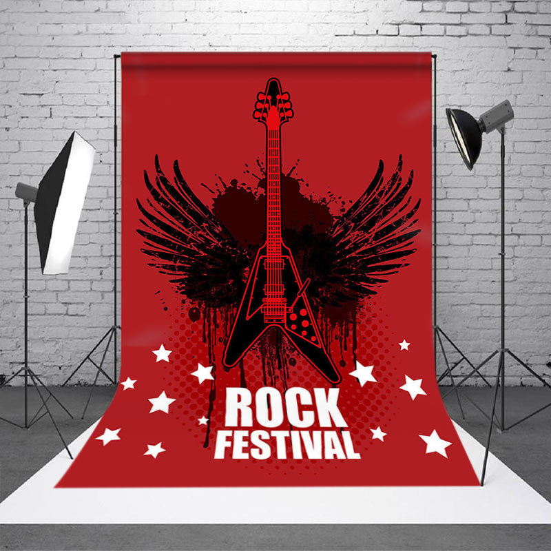 Aperturee - Red Black Stars Wing Rock Festival Party Backdrop