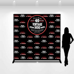 Aperturee - Red Black Step And Repeat Custom 40th Birthday Backdrop