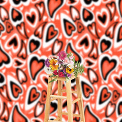 Aperturee - Red Black White Heart Shaped Valentines Day Backdrop