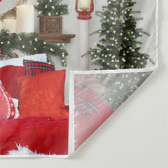 Aperturee - Red Blanket Light Tree Wreath Christmas Backdrop