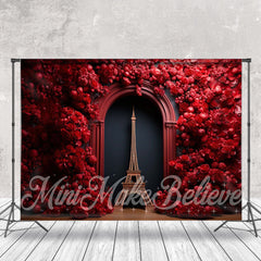 Aperturee - Red Blossom Arch Door Paris Towel Photo Backdrop