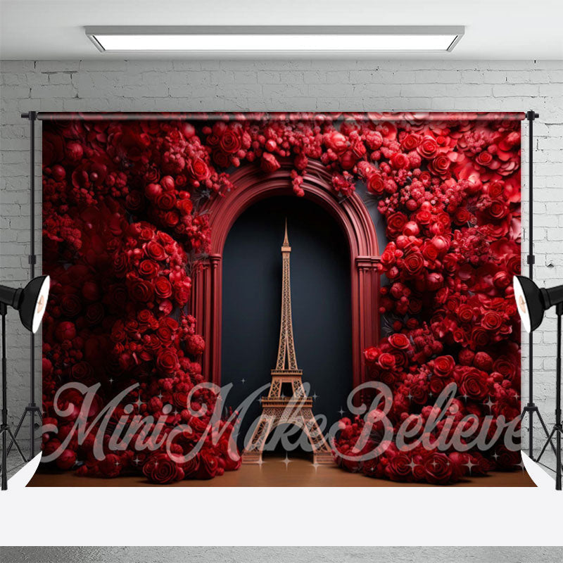 Aperturee - Red Blossom Arch Door Paris Towel Photo Backdrop