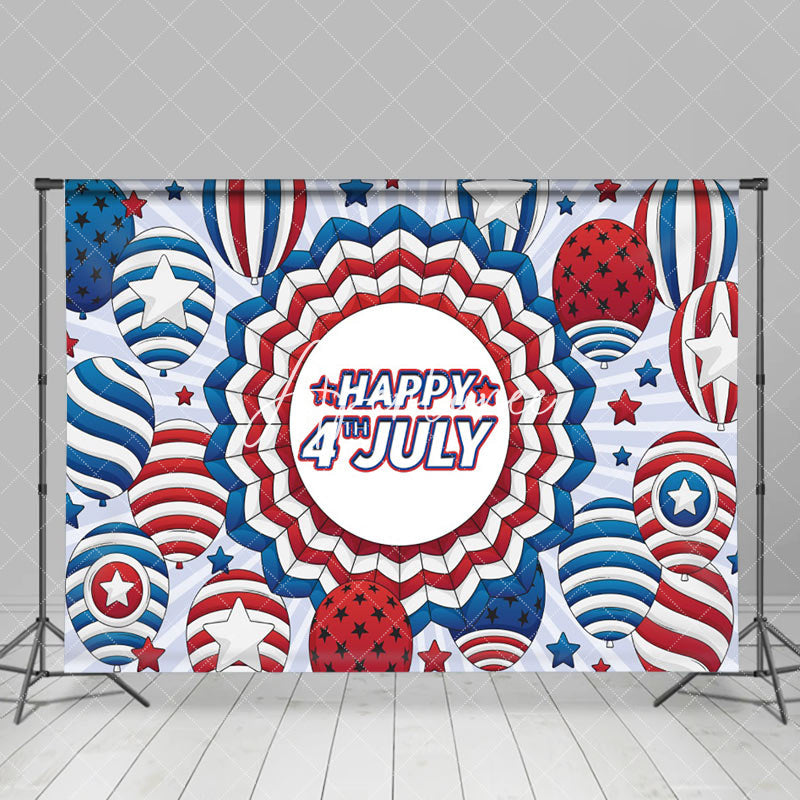 Aperturee - Red Blue Balloon July 4 Independence Day Backdrop