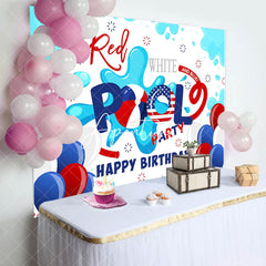 Aperturee - Red Blue Balloon Pool Party Birthday Backdrop