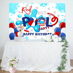 Aperturee - Red Blue Balloon Pool Party Birthday Backdrop