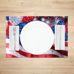 Aperturee - Red Blue Balloon Usa Flag Spark Set Of 4 Placemats