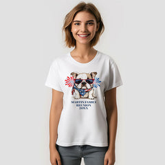 Aperturee - Red Blue Bulldog 4th of July Family Reunion T-Shirt