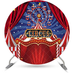 Aperturee - Red Blue Circus Ferris Wheel Round Birthday Backdrop