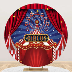 Aperturee - Red Blue Circus Ferris Wheel Round Birthday Backdrop