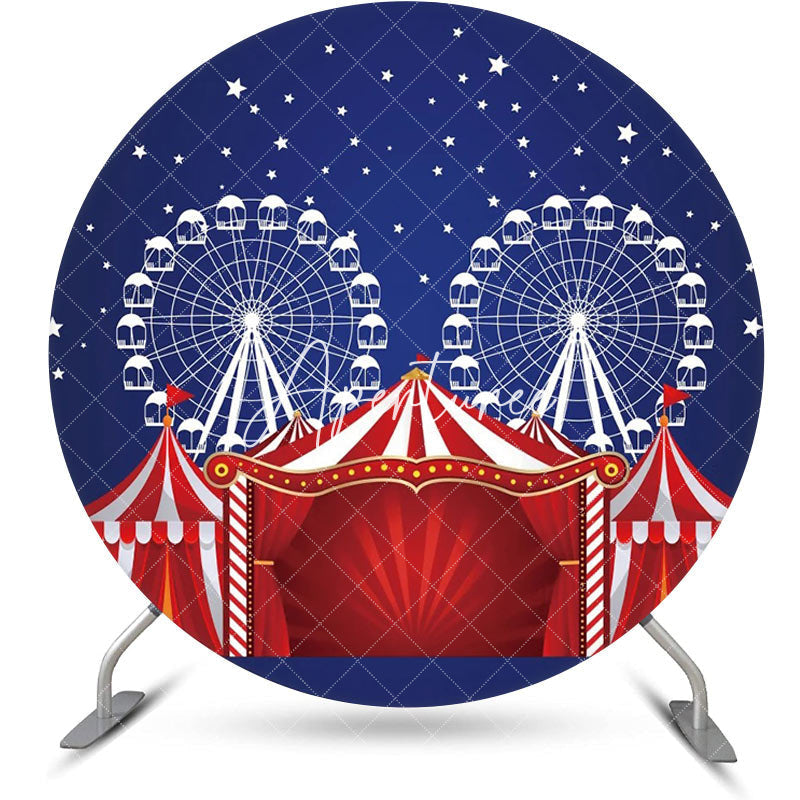 Aperturee - Red Blue Night Star Circus Tent Round Party Backdrop