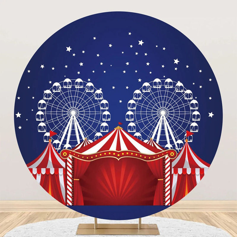 Aperturee - Red Blue Night Star Circus Tent Round Party Backdrop