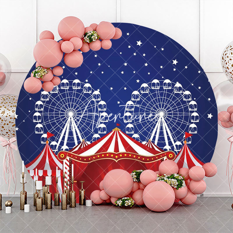 Aperturee - Red Blue Night Star Circus Tent Round Party Backdrop