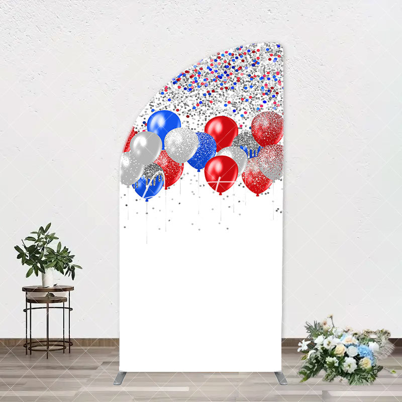 Aperturee - Red Blue Sparkling Arch Independence Day Backdrop