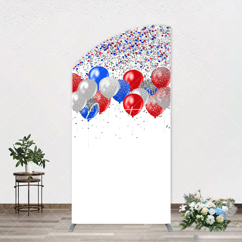 Aperturee - Red Blue Sparkling Arch Independence Day Backdrop