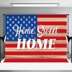 Aperturee - Red Blue Star Plank Stripes Independence Day Backdrop