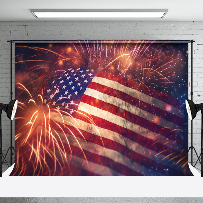 Aperturee - Red Blue Star Spark Stirpe Independence Day Backdrop