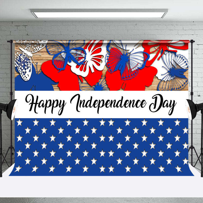 Aperturee - Red Blue Stars Butterfly Independence Day Backdrop