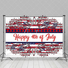 Aperturee - Red Blue Stars Stripes Sunflower 4th Of July Backdrop