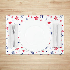 Aperturee - Red Blue Stripe Star Seamless Set Of 4 Placemats