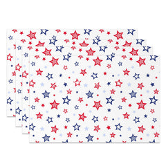 Aperturee - Red Blue Stripe Star Seamless Set Of 4 Placemats