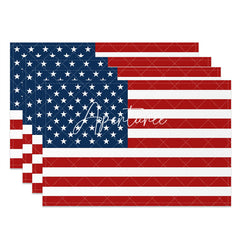 Aperturee - Red Blue Usa Flag Stars Stripe Set Of 4 Placemats