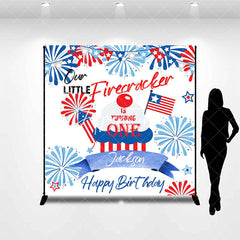 Aperturee - Red Blue White Firecracker One Custom Birthday Backdrop