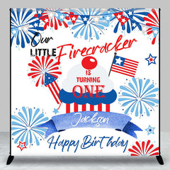 Aperturee - Red Blue White Firecracker One Custom Birthday Backdrop