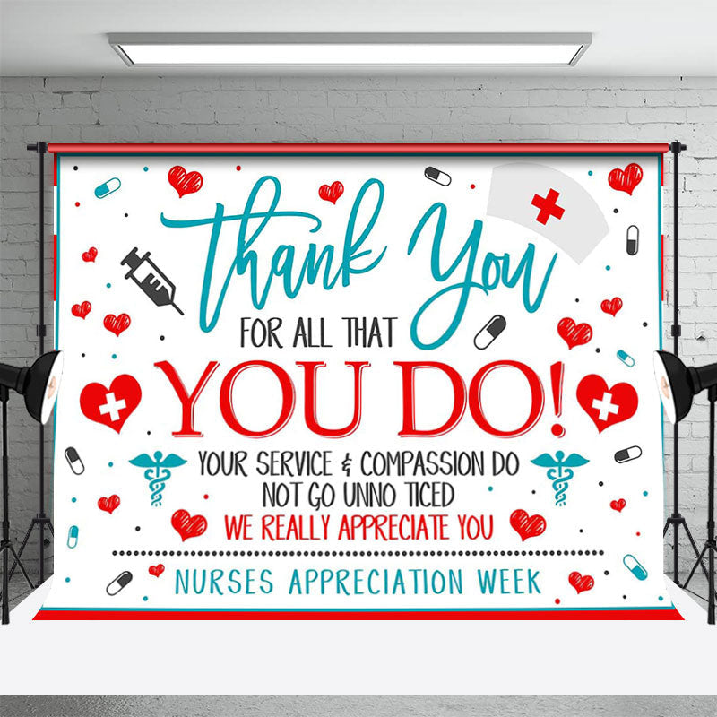 Aperturee - Red Blue White Thank You Appreciate Party Backdrop