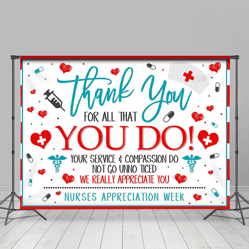 Aperturee - Red Blue White Thank You Appreciate Party Backdrop