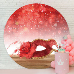 Aperturee - Red Bokeh Mask Round Birthday Party Backdrop