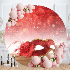 Aperturee - Red Bokeh Mask Round Birthday Party Backdrop