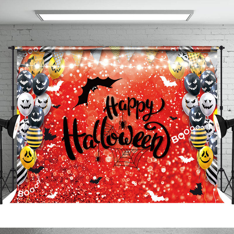 Aperturee - Red Bokeh Yellow And Black Balloon Halloween Backdrop